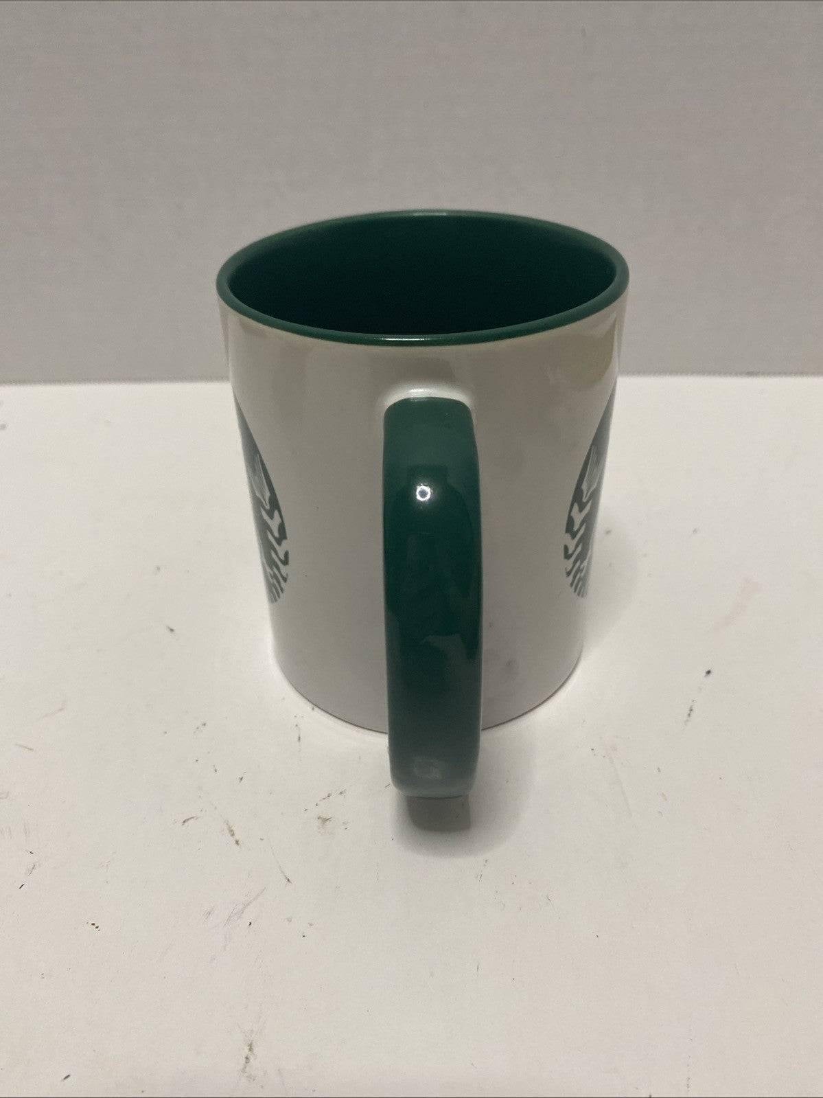 Rare Starbucks skull parody mug green handle green interior green logo