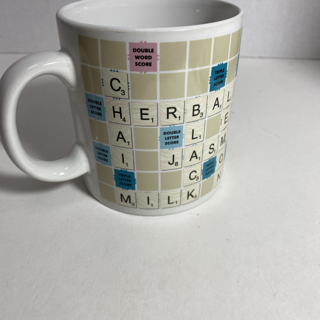 Coffee Mug Scrabble Board Game Ceramic Cup (2005) With Tea Words