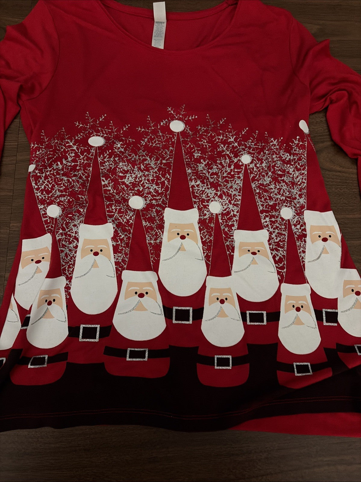 Mac & Belle Christmas Blouse Top T-Shirt Santa Sparkle Y2K Granny Red Size Small