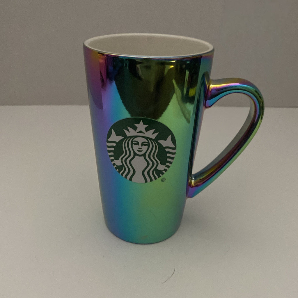 Starbucks 2022 Tall Holographic Iridescent Mug Green Mermaid Logo Coffee Cup