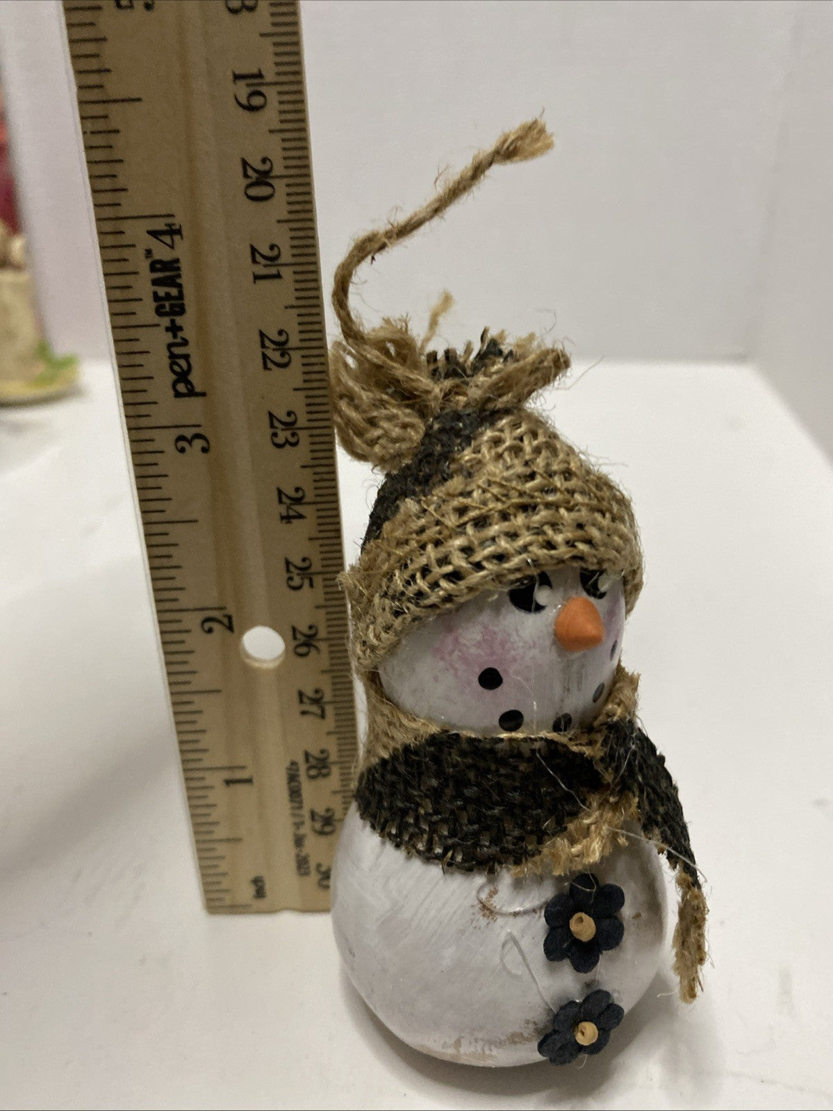 Hand Painted Gourd Snowman Ornament