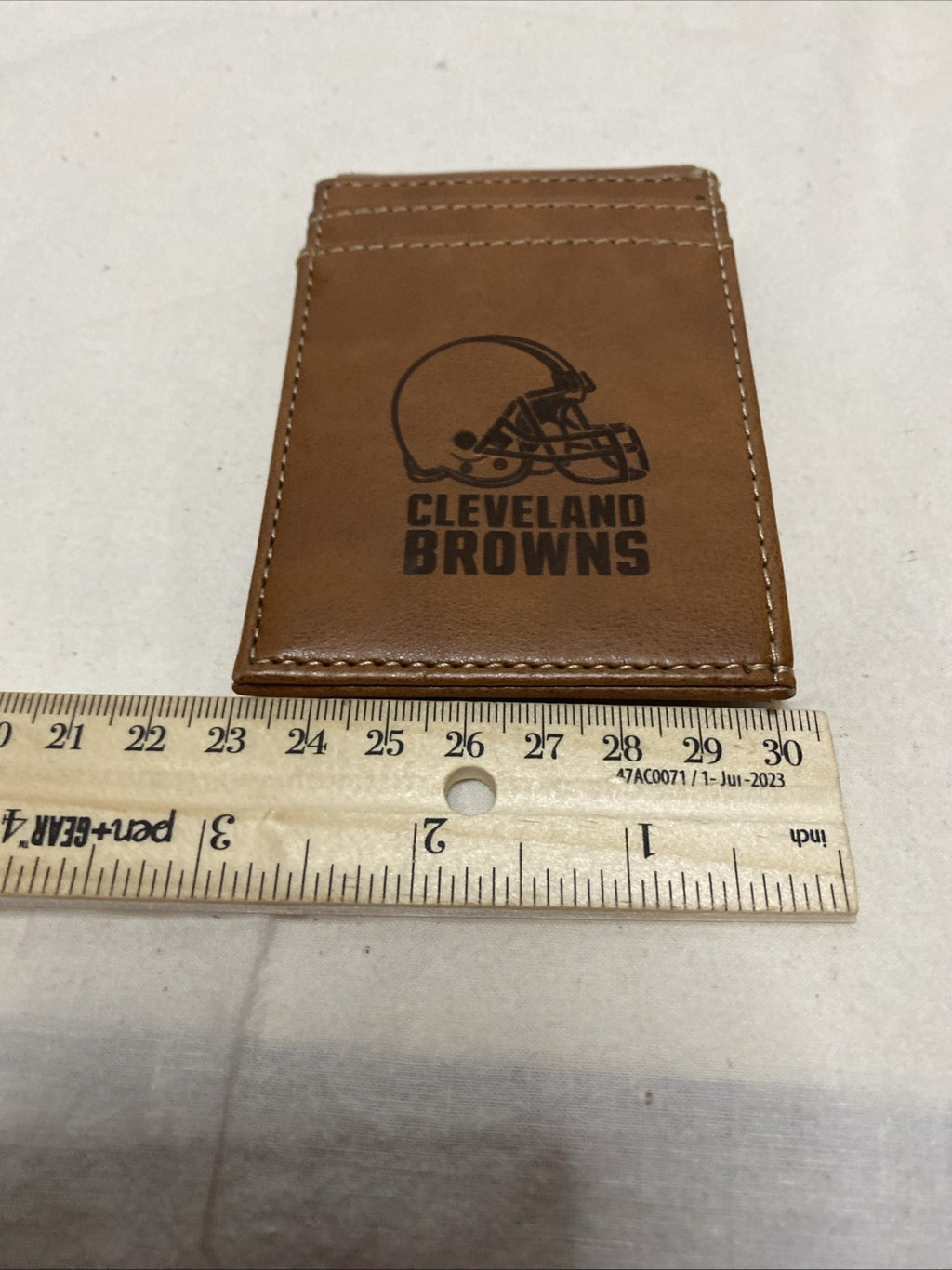 Cleveland Browns Wallet Laser Engraved Minimal Front Pocket Fit