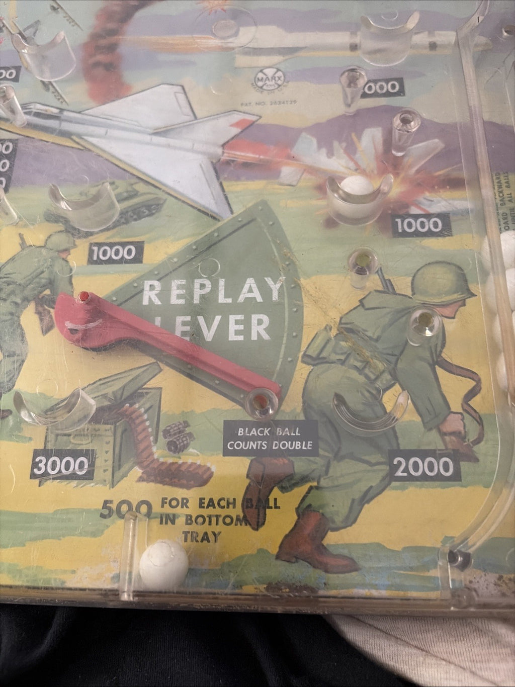 Vintage 1950s Marx Toys "COMBAT”  Table Top Pinball Game