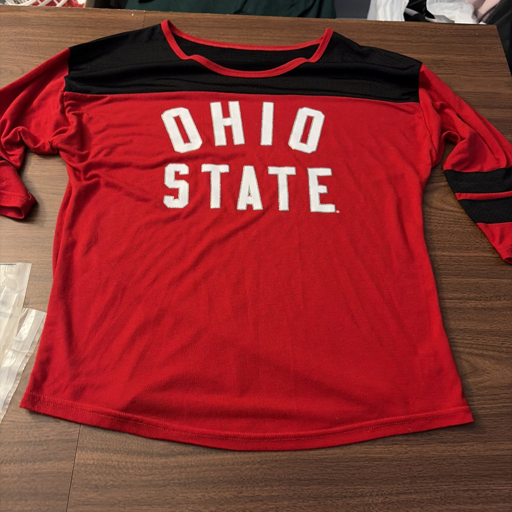 The Ohio State University Buckeyes Three-Quarter Sleeve Mesh Shoulder Shirt