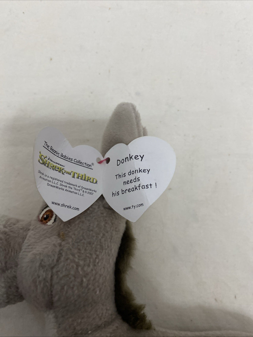 VTG TY Beanie Babies Donkey Shrek The Third Plush Toy 2007 Stuffed Rare