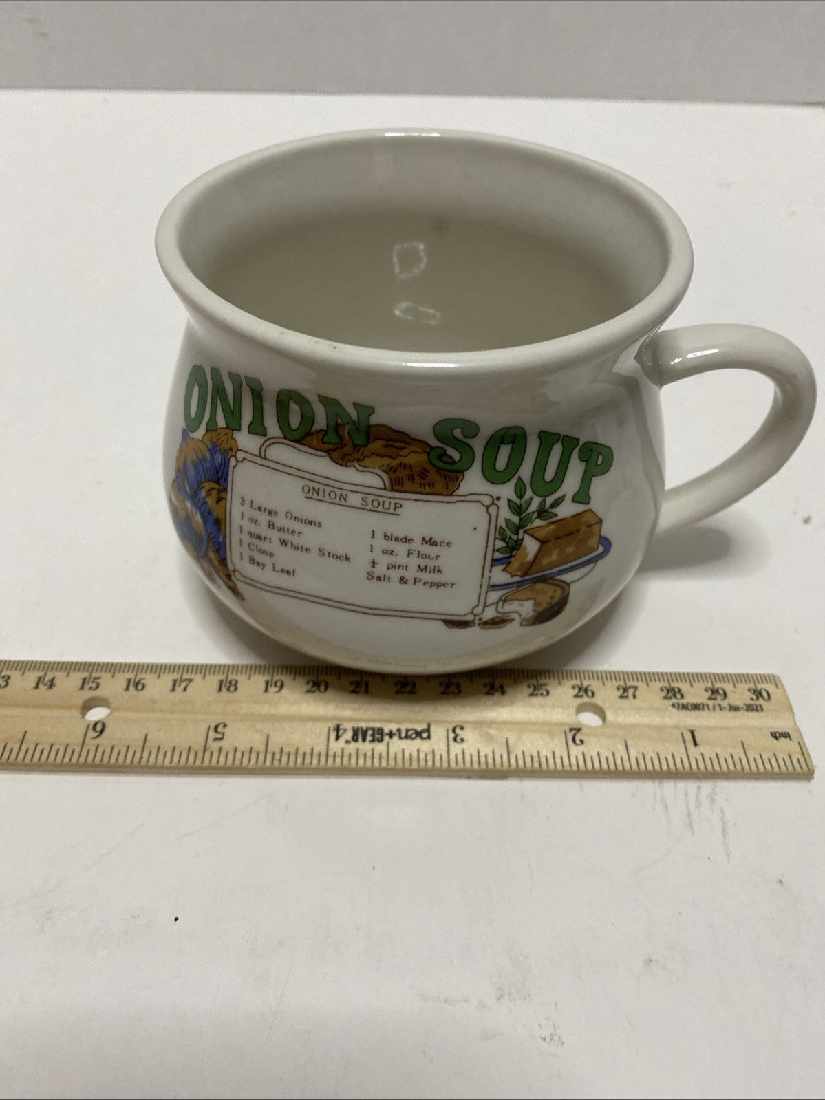 Vintage Onion Soup Recipe Bowl with Handle Made in China