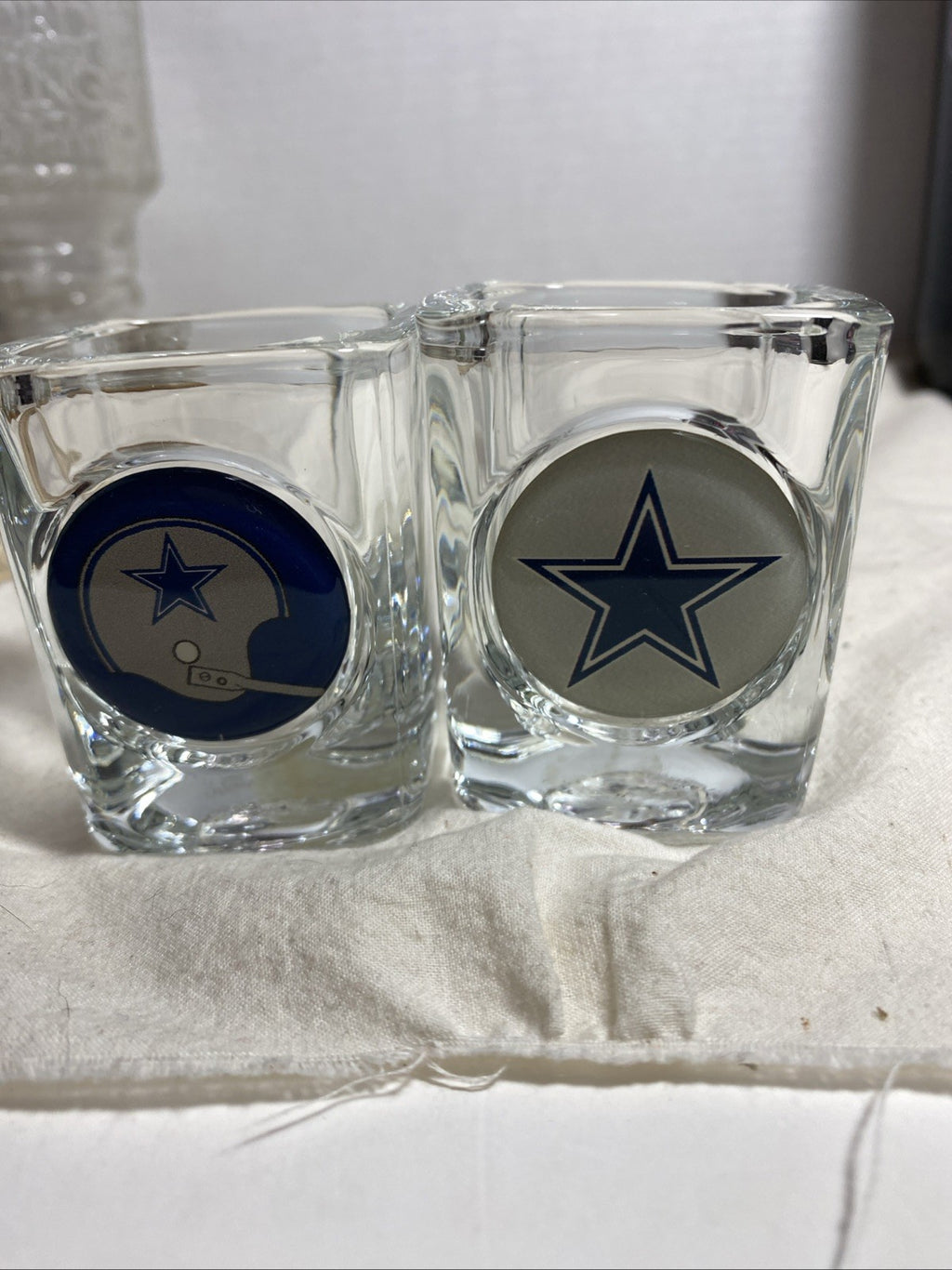 Dallas Cowboys Shot Glasses Set of 2 Star and Helmet NFL official sticker