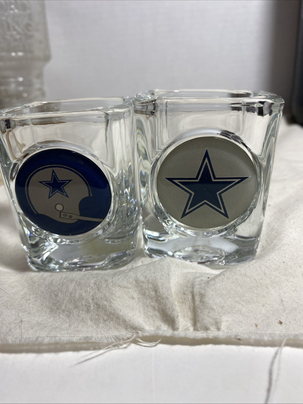 Dallas Cowboys Shot Glasses Set of 2 Star and Helmet NFL official sticker