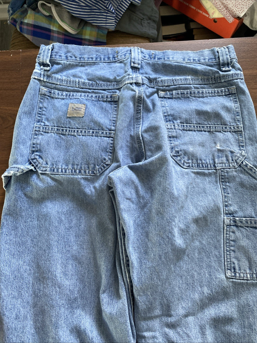 Lee Dungarees Carpenter Jeans Mens 33x32 Blue Denim Workwear Utility Distressed