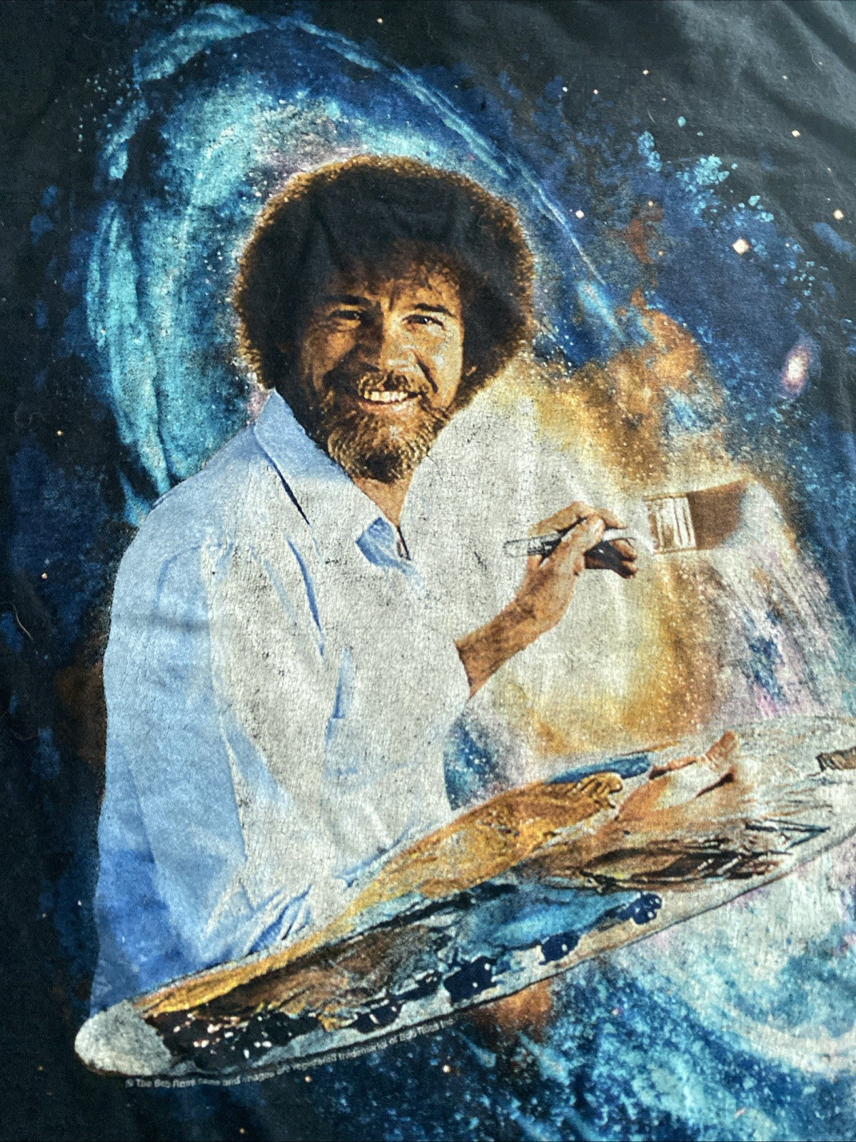 Bob Ross T-shirt Black  Galaxy Mens Size Large Shirt