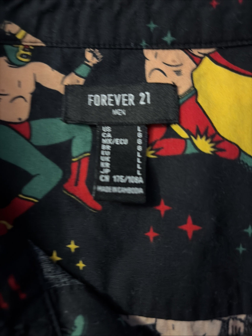 Forever 21 Luchador/Mexican Wrestler Button Down Shirt Hawaiian Men's Size L