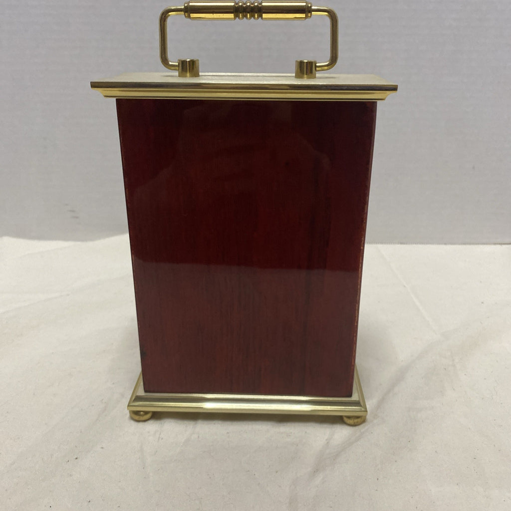 Howard Miller Wooden Carriage Desk Mantel Clock Brass and Rosewood Wood Mantle