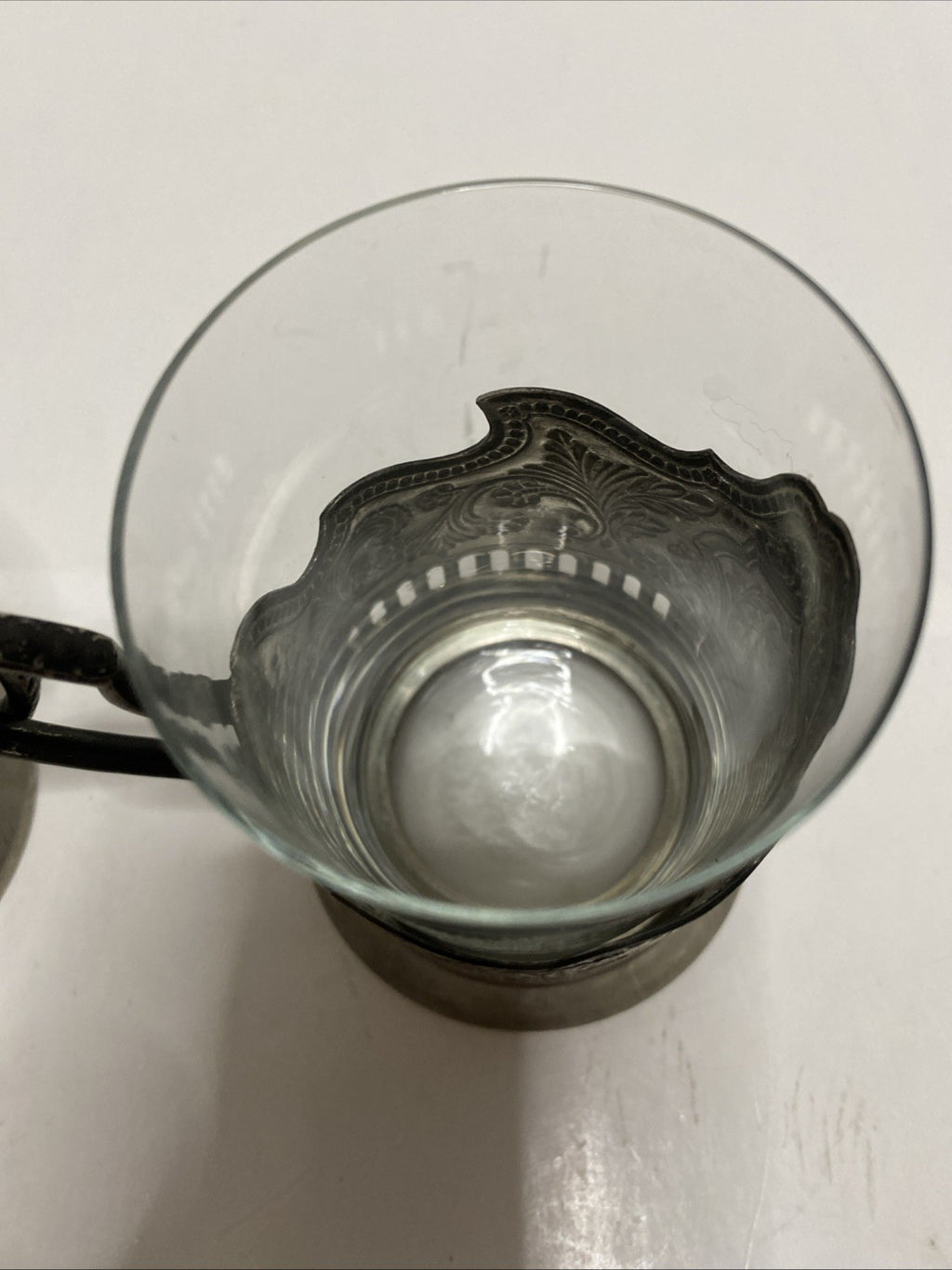 Tea Glass with Metal Holder, Fancy Filigree, Podstakannik, Hunt for Red October