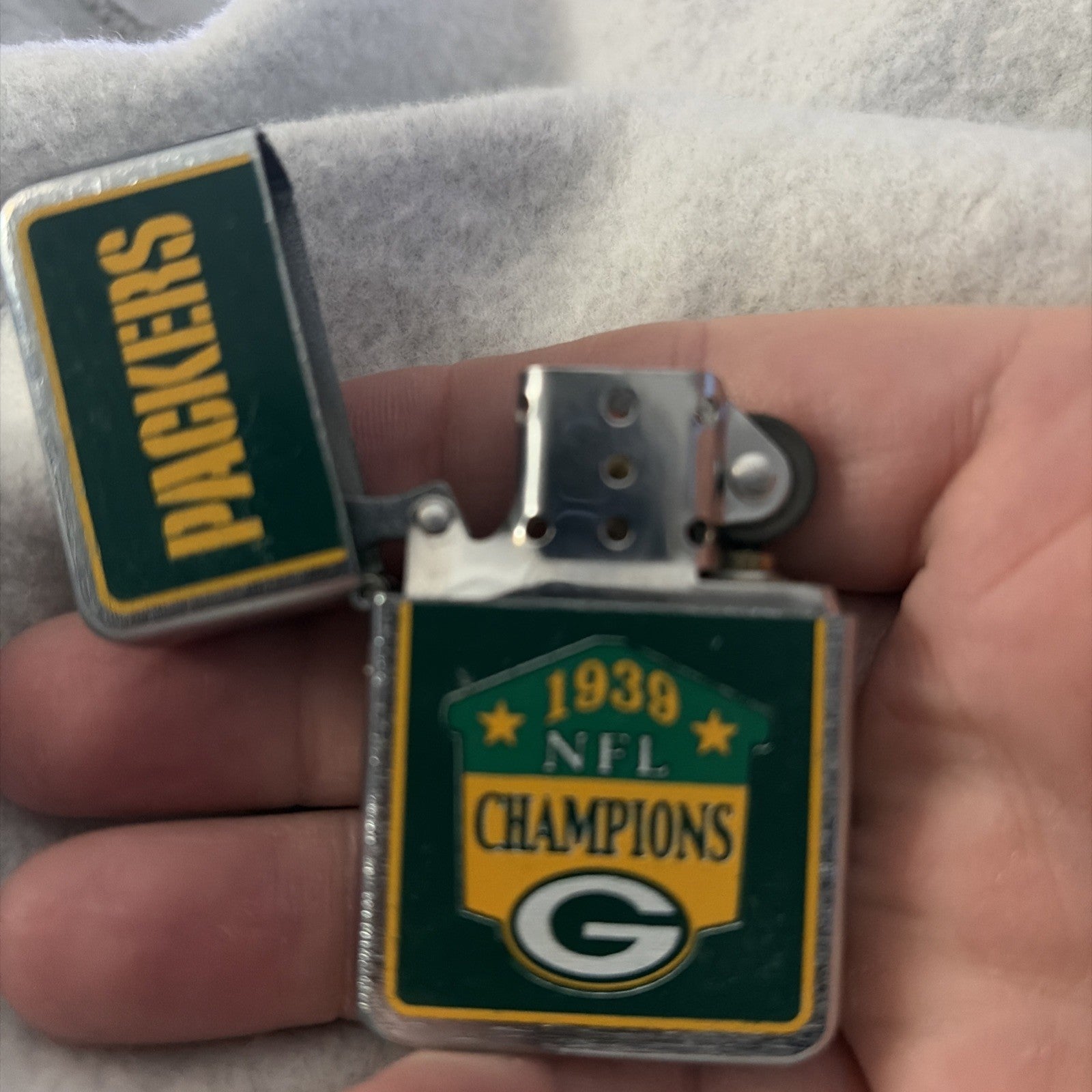 Zippo Lighter Nfl Green Bay Packers 1939 Champions Used