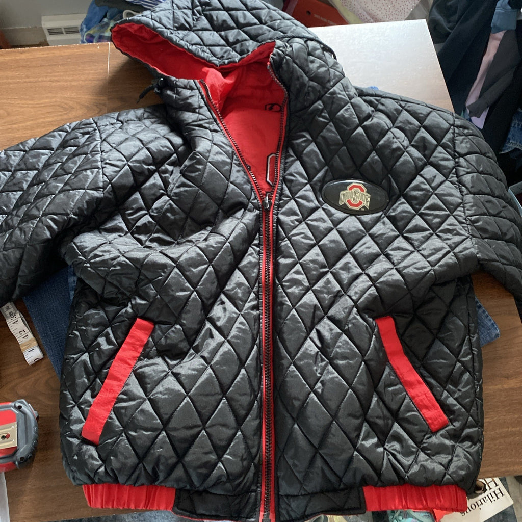 Vintage 90s Pro Player Ohio State Quilted Reversible Hooded Jacket Mens Medium
