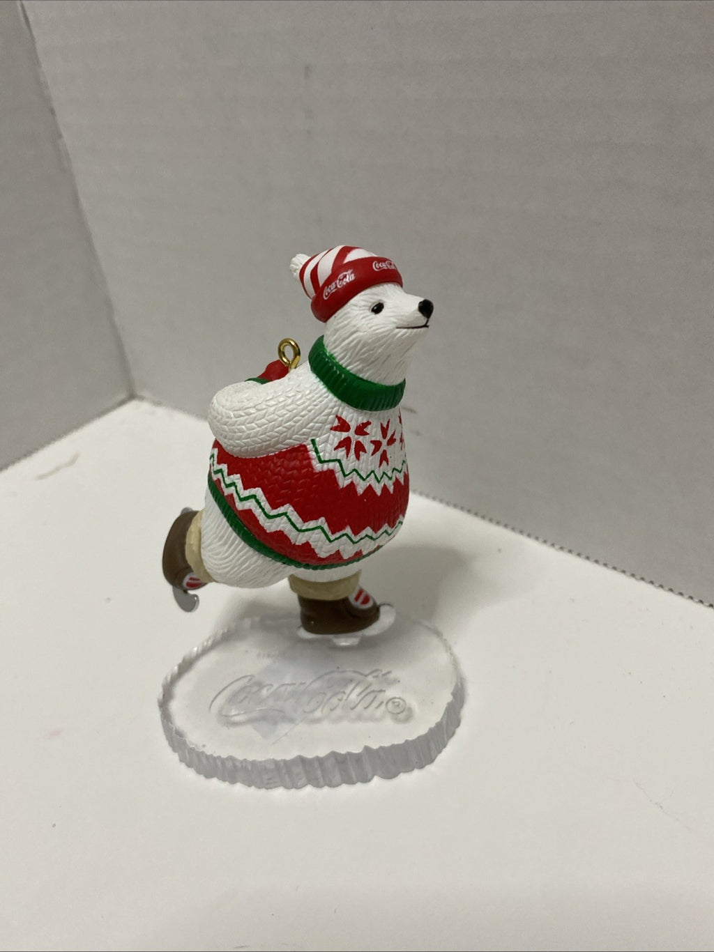 Coca-cola Polar Bear Skating Polar Bear Christmas Ornament 1995 Vintag