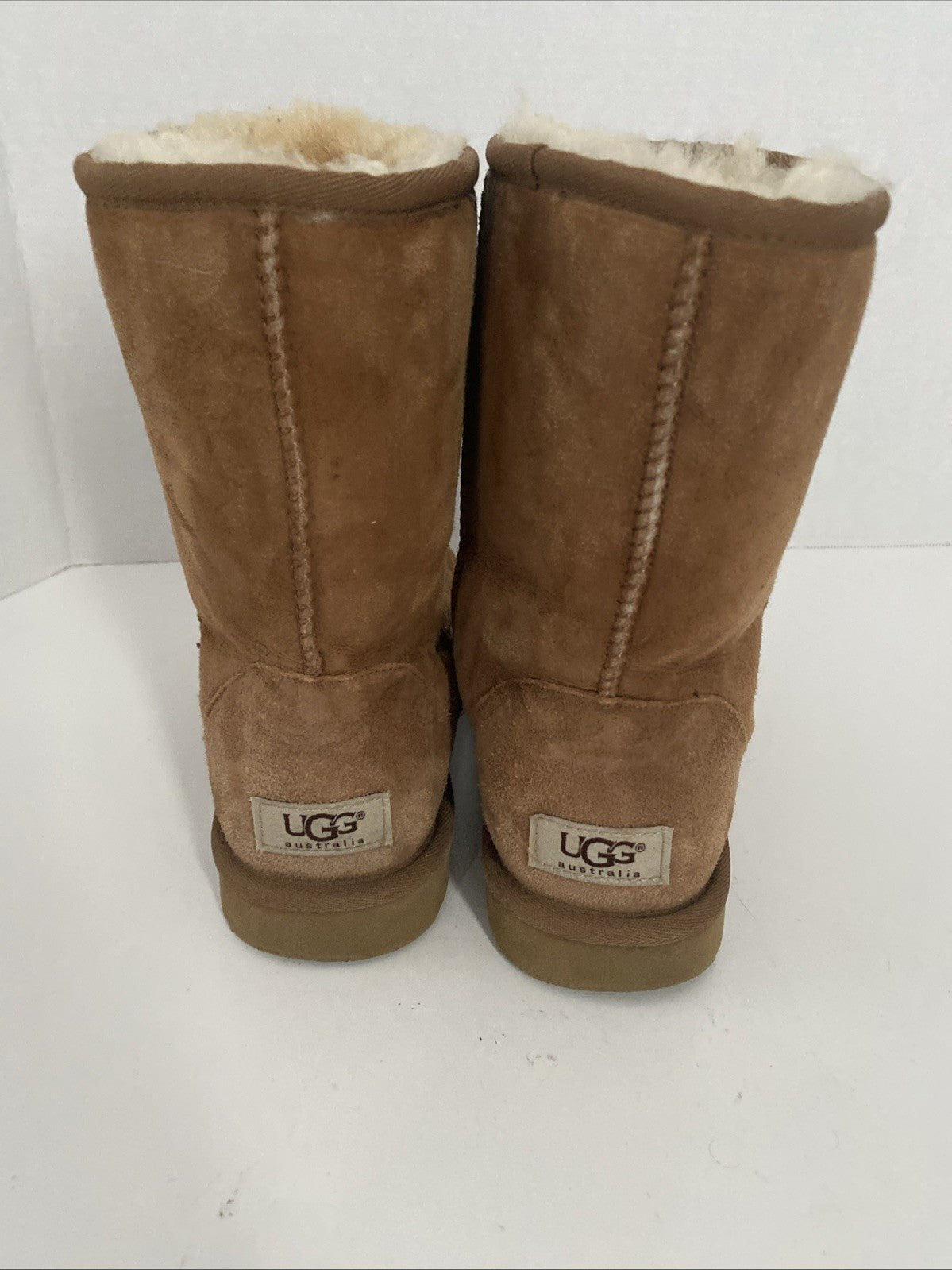 Womens Sheepskin Suede Mid Calf Fashion Boots, Chestnut, Size 8