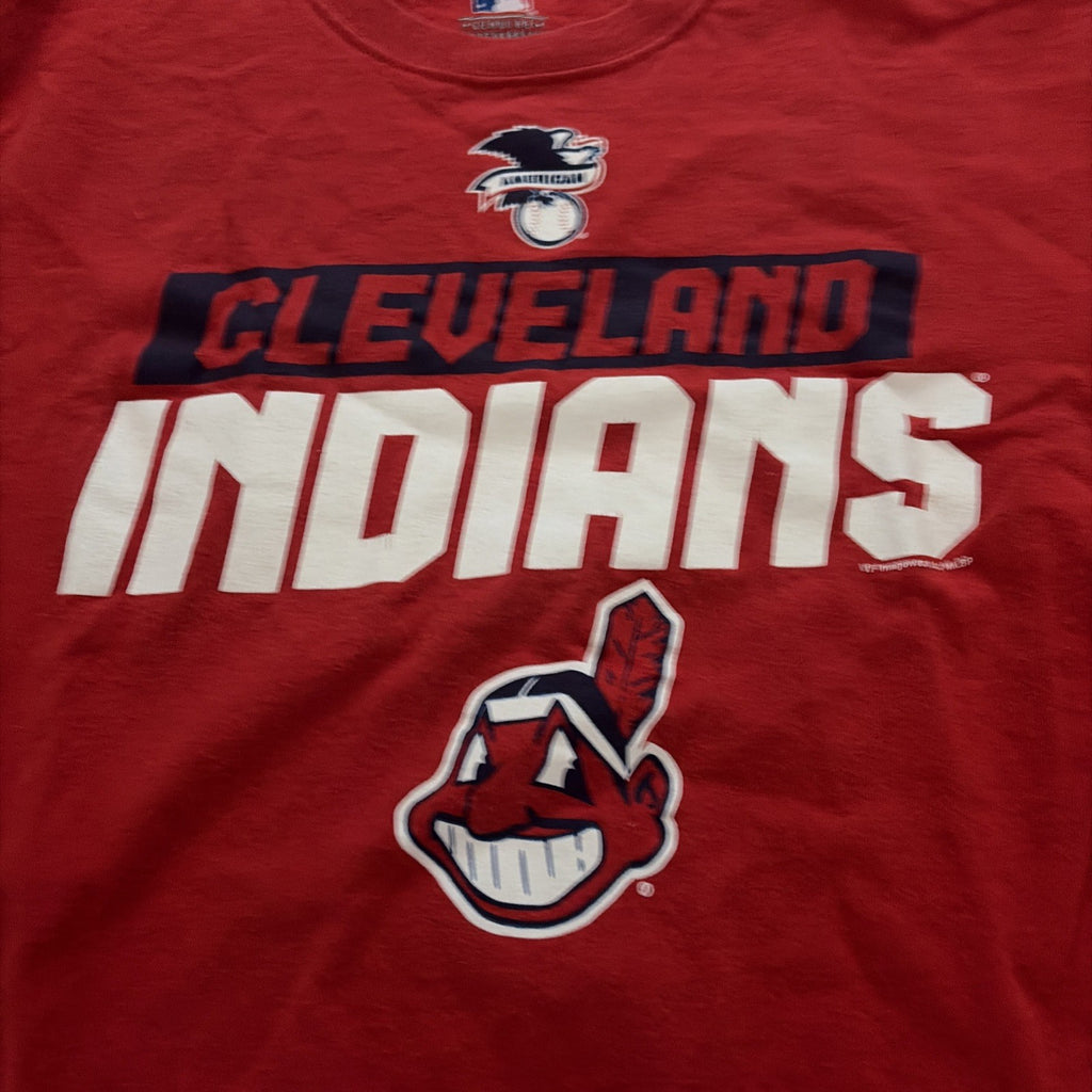 Cleveland Indians Shirt Adult Medium Red & White MLB Baseball Short Sleeve Mens