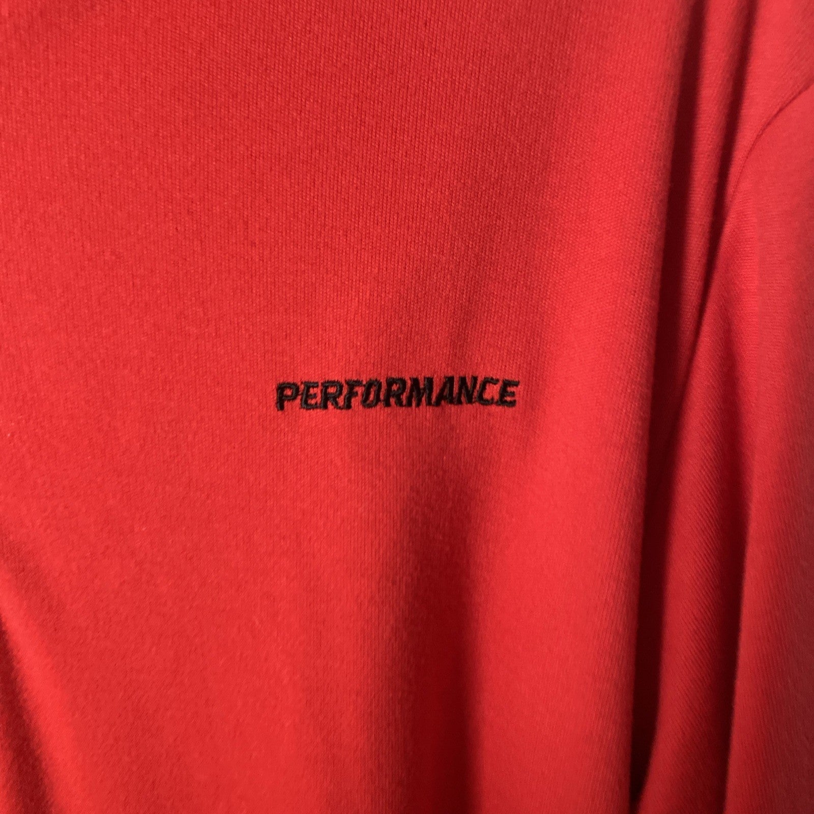 Performance men’s extra large long sleeve red 1/4 zip pullover three back pocket