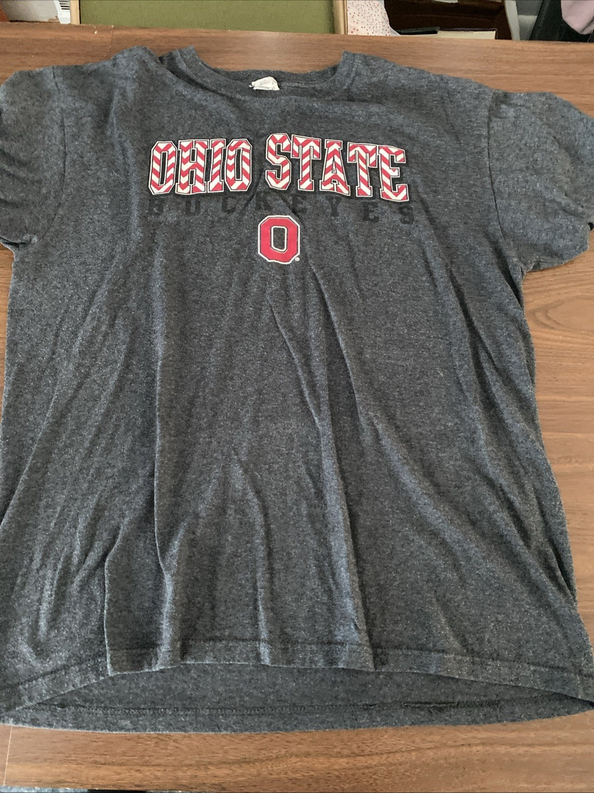 Amber Ohio State buckeye shirt red white stripe