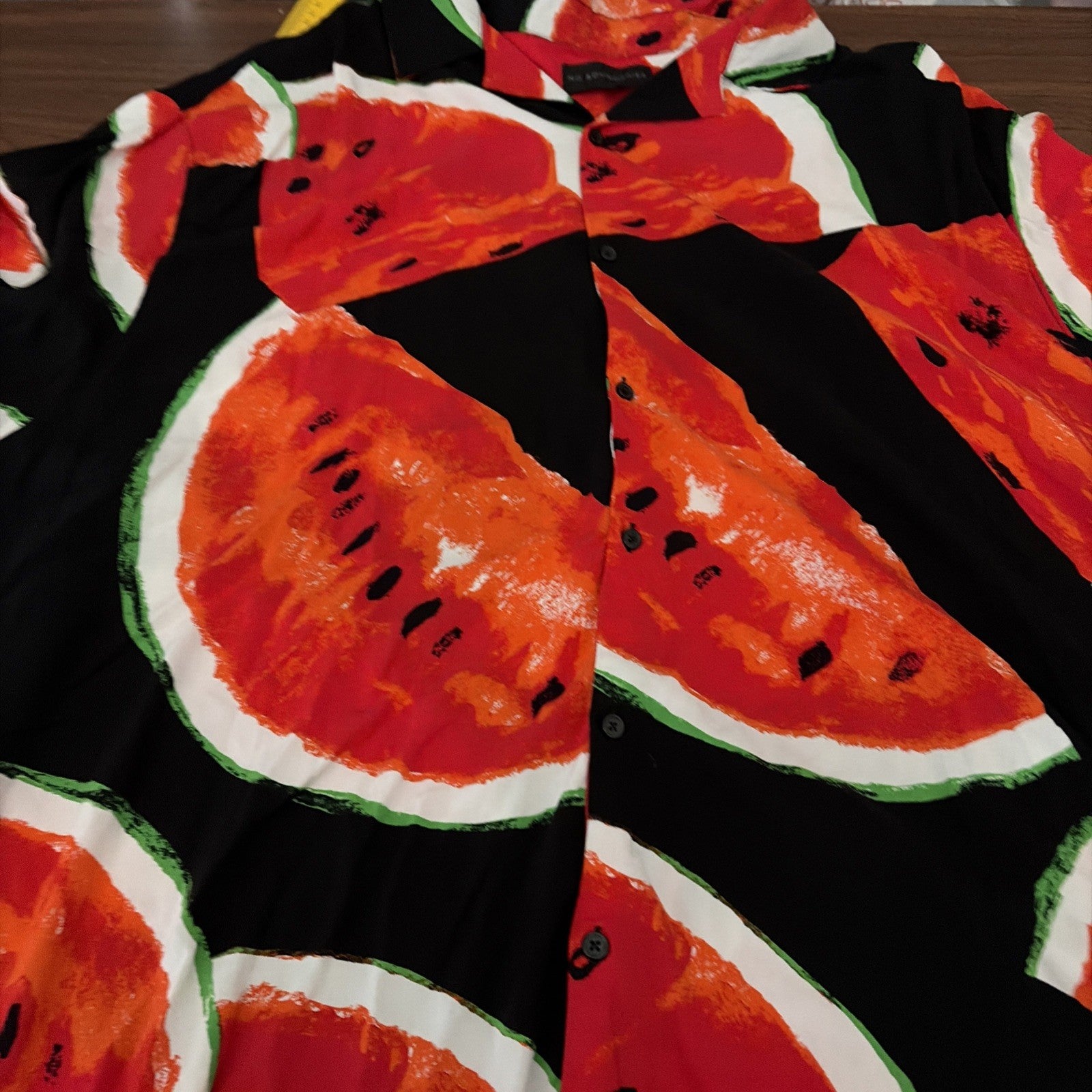 No Boundaries Men’s 3XL Rayon Buttoned Up Watermelon Print Short Sleeve Shirt