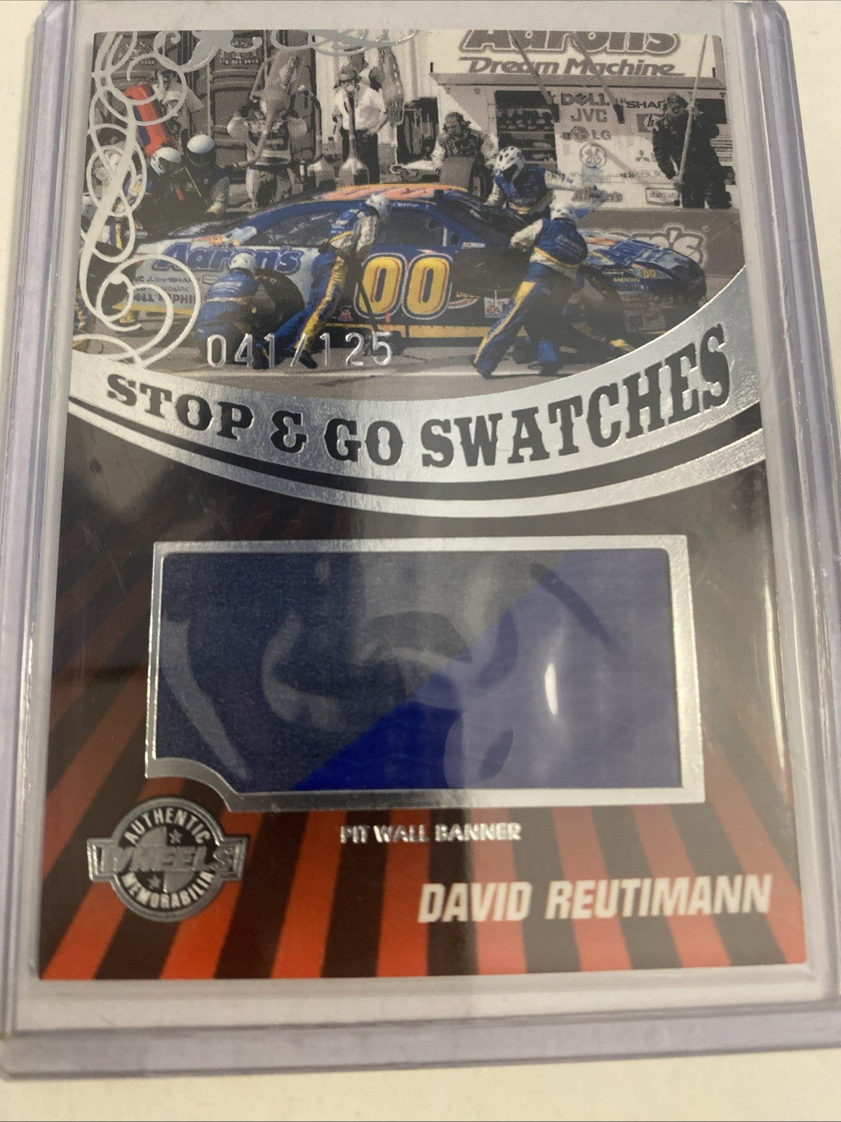 David Reutimann NASCAR 2009 Wheels Main Event Stop & Go Swatches Pit Banner /75