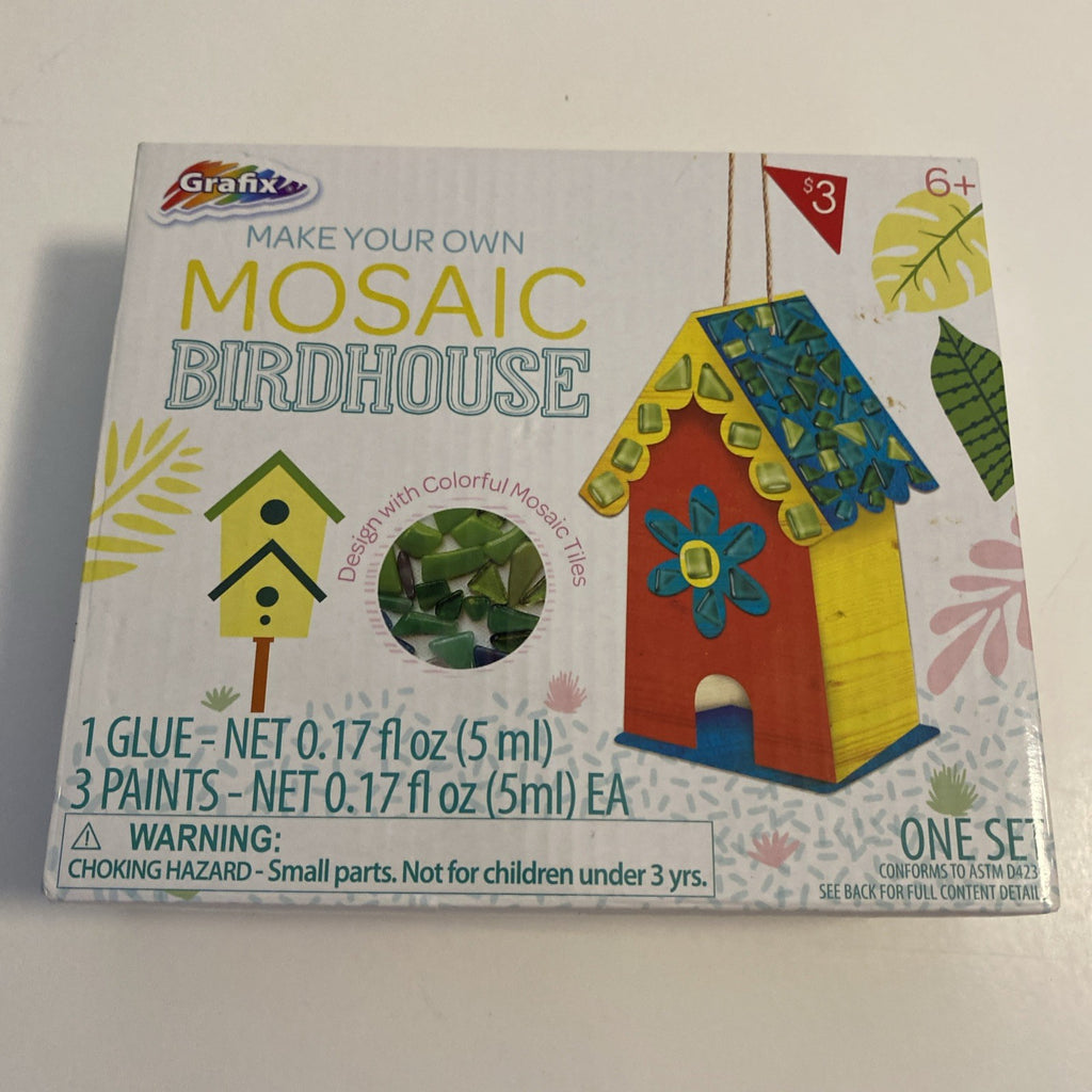 Grafix Make your Own Mosaic Birdhouse Kids/Adults Outdoors Yard Garden Crafts