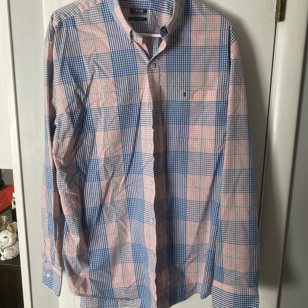 Izod men’s long sleeve shirt size large pink blue green