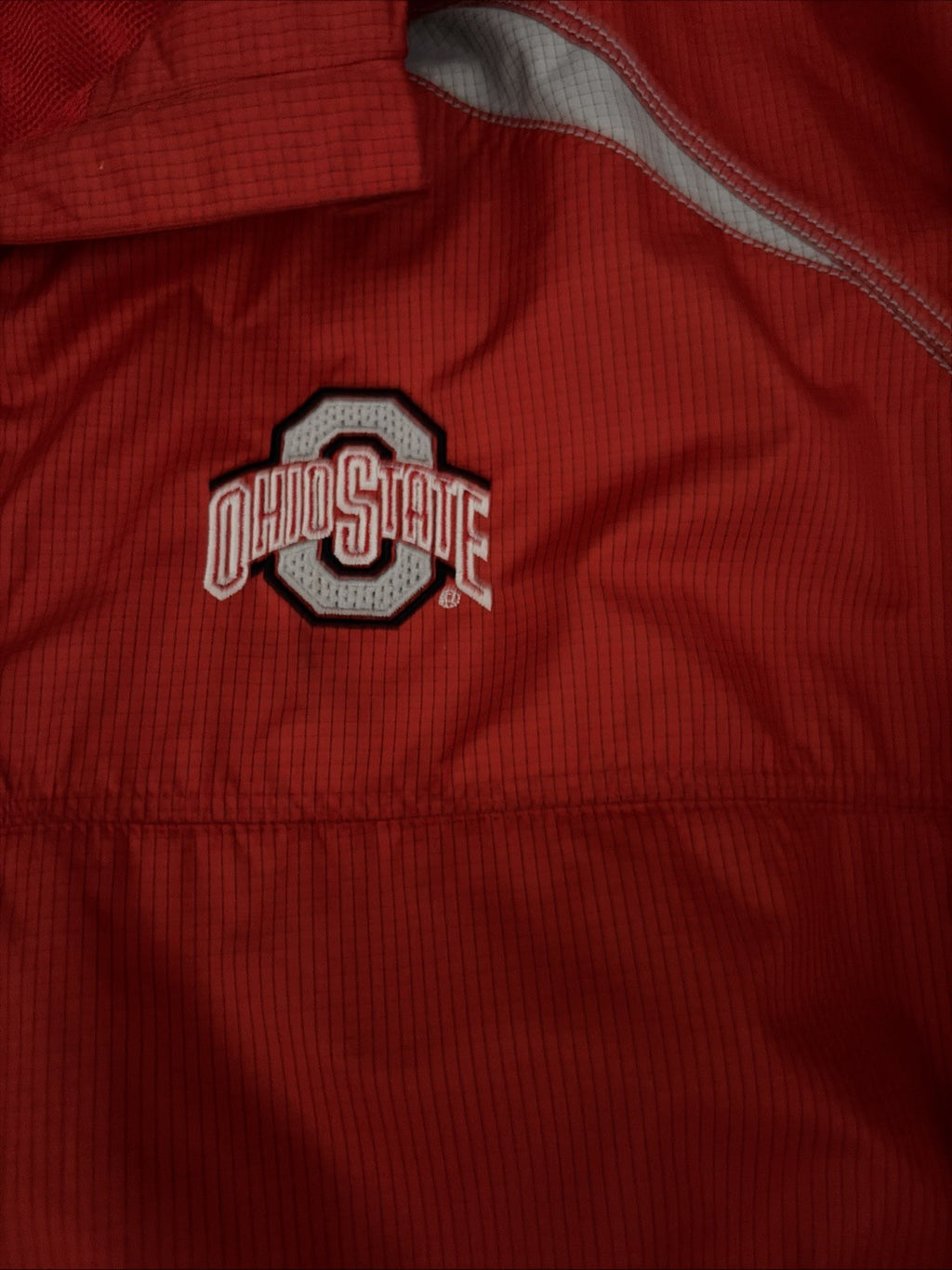Nike Ohio State Buckeyes 1/4 Zip Jacket Pullover Storm Fit Red Gray Mens MEDIUM
