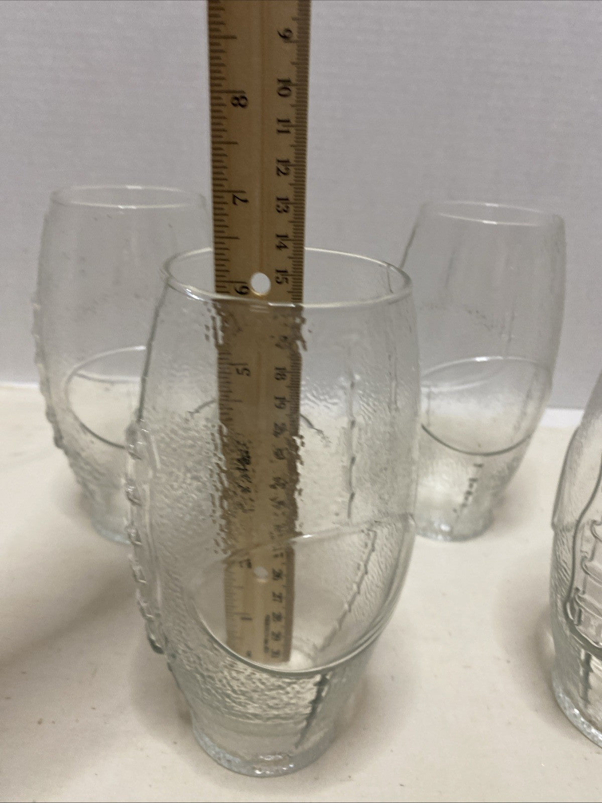 Football Shaped Textured Tumbler Glasses Set Of 4