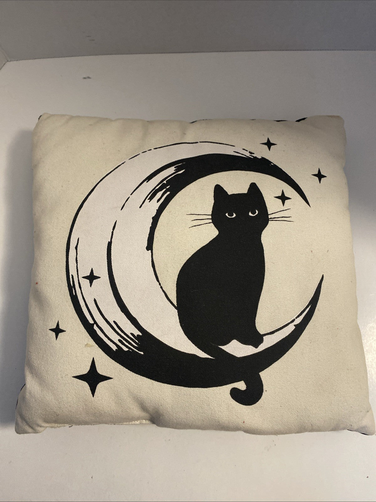 Target Bullseye Playground Goth Halloween Black White Cat Sitting On Moon Pillow