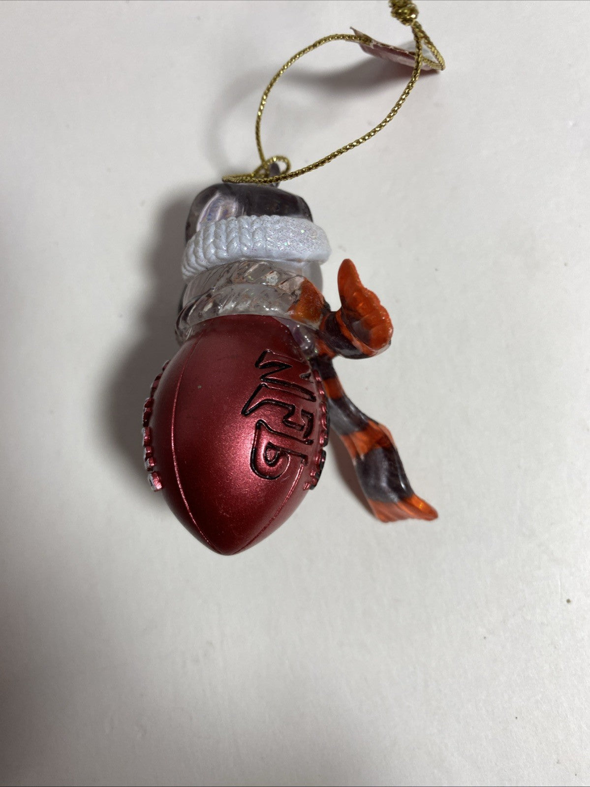 Cleveland Browns STRIPED ACRYLIC SNOWMAN FOOTBALL ORNAMENT NFL 3"