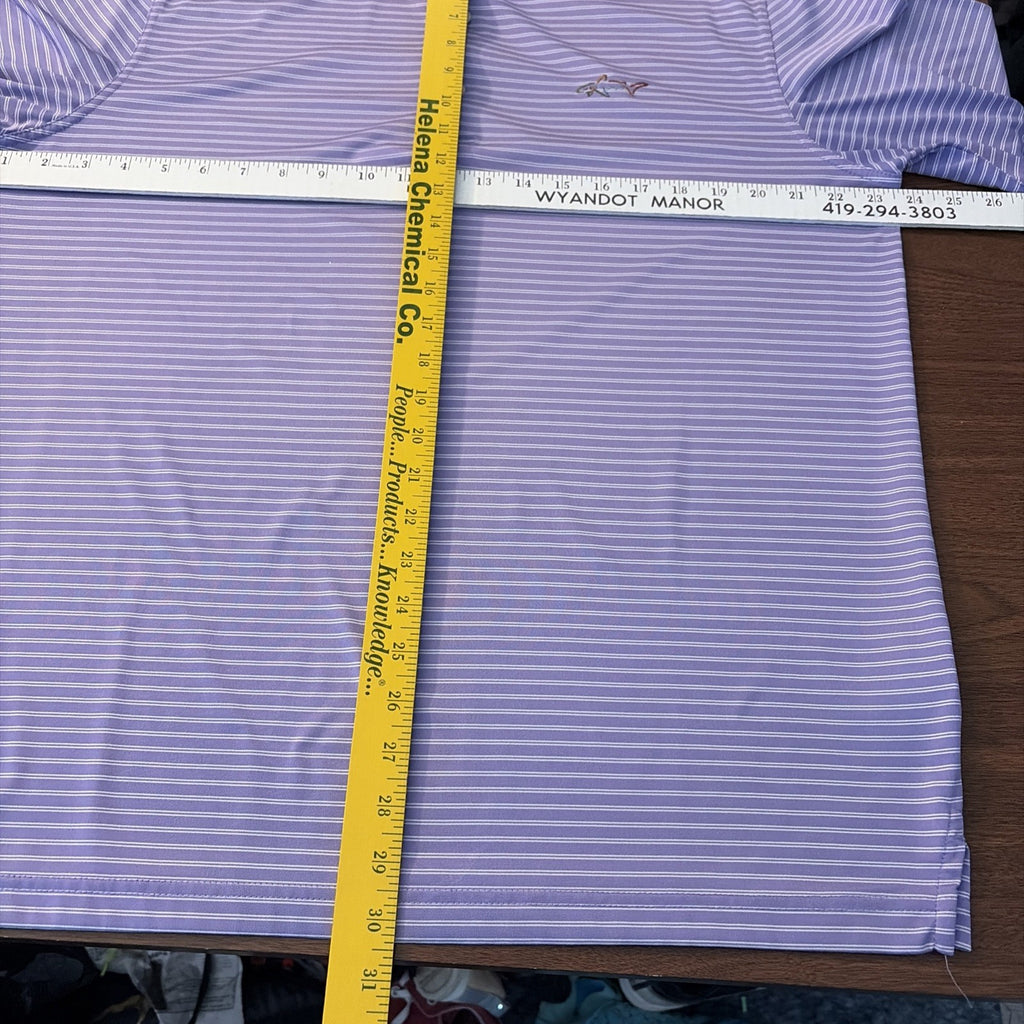 Greg Norman Men's Shirt Play Dry Short Sleeve Golf Purple Striped Size Large