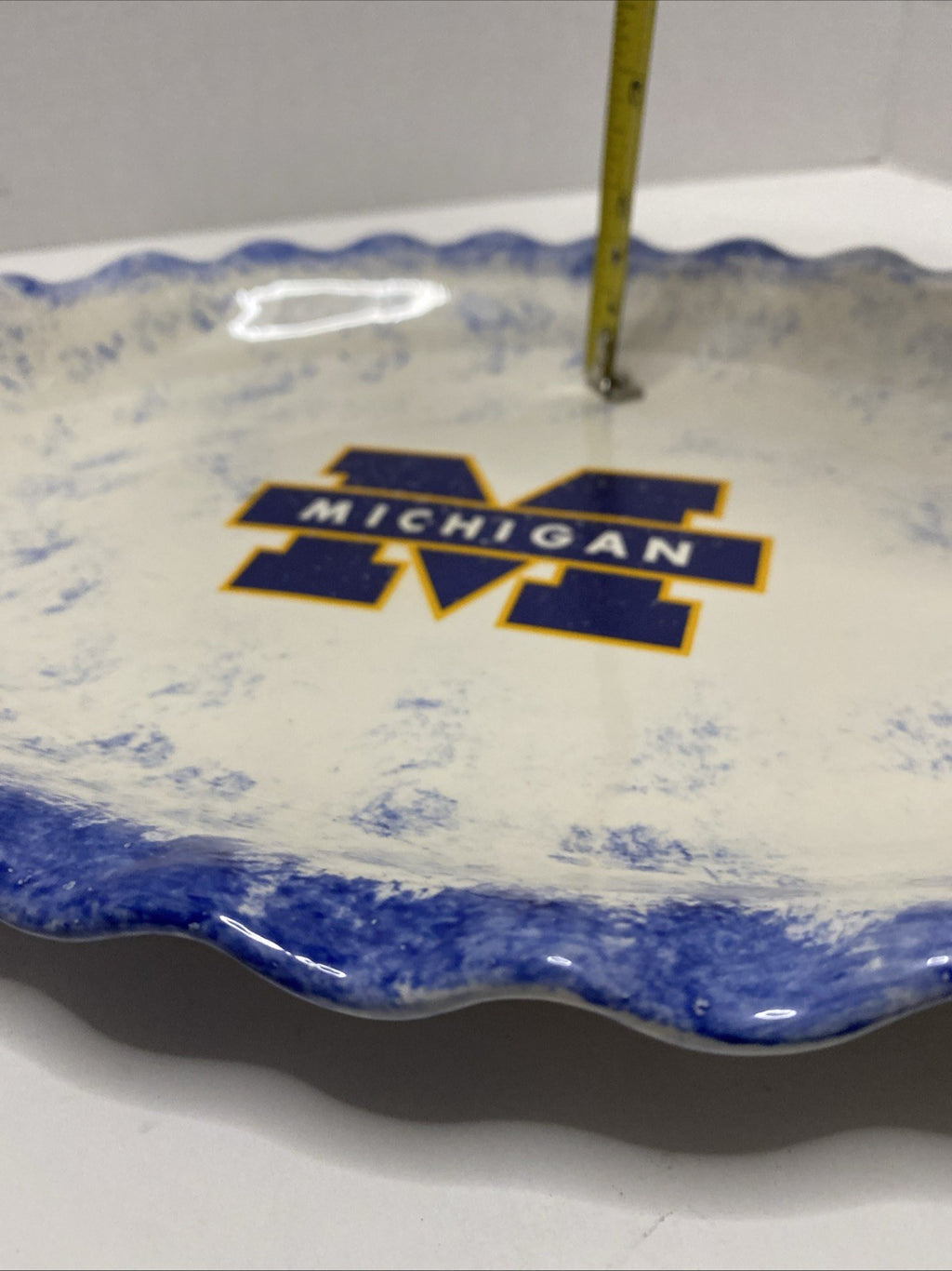 Michigan wolverine serving platter 14 1/2” x 10 1/2” glazed