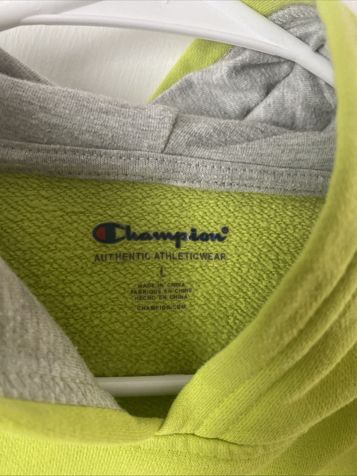 Champion Flourescent Green Kids Unisex Hoodie, Size Large, Excellent Condition
