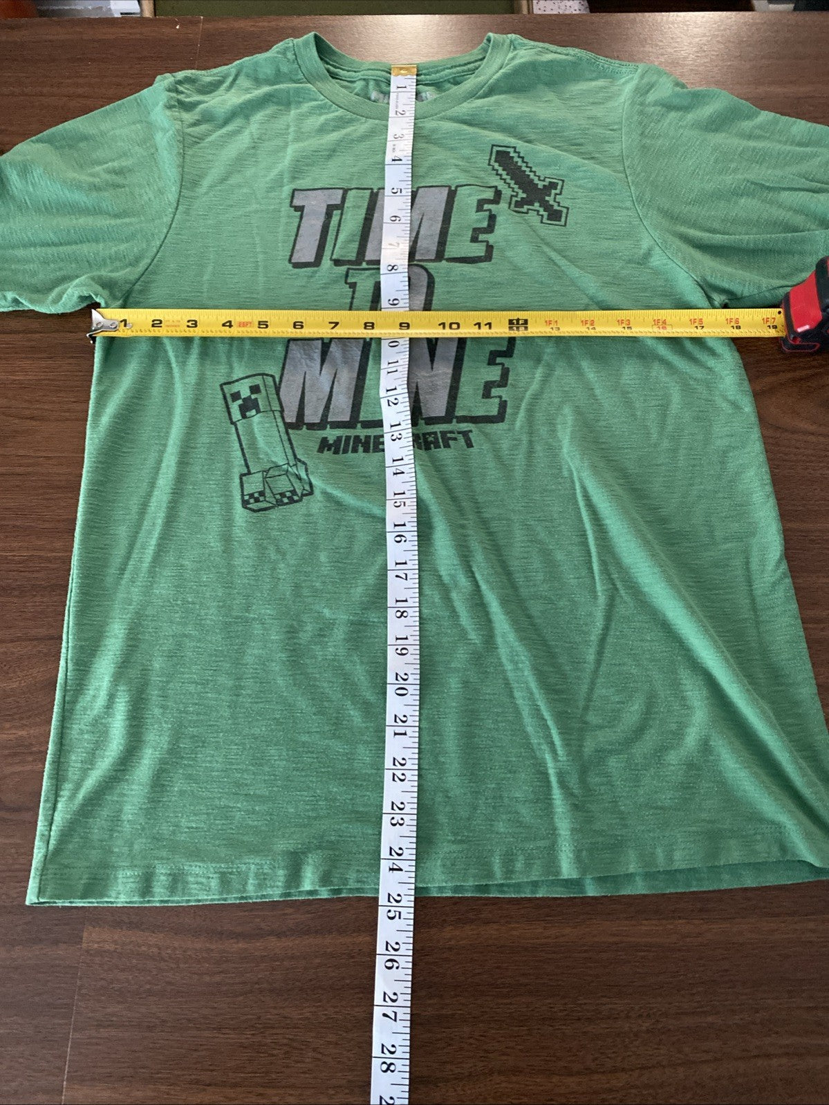 2000's Video Game Green T-Shirt - MINECRAFT "Time To Mine" - Size: Youth 2XL