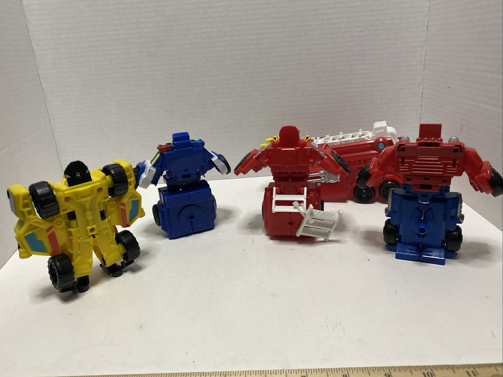 Lot of 4 Hasbro Playskool Heroes Transformers Rescue Bots Figures Optimus Prime