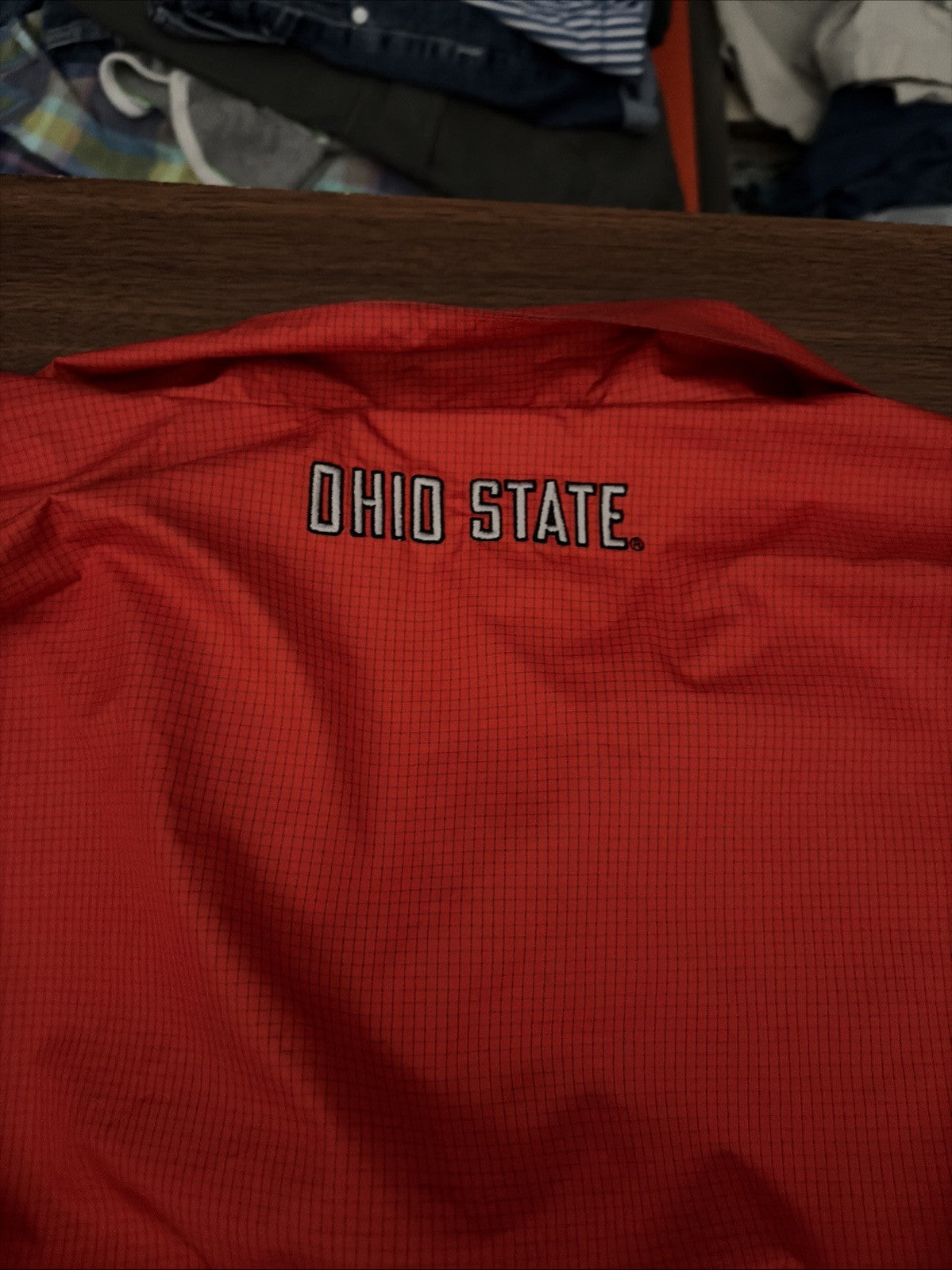 Nike Ohio State Buckeyes 1/4 Zip Jacket Pullover Storm Fit Red Gray Mens MEDIUM