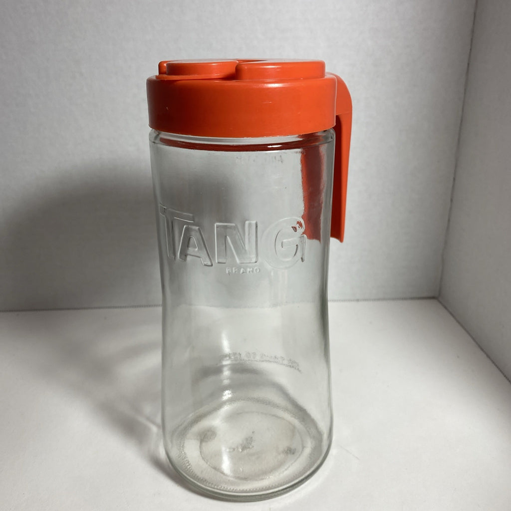 Vintage Tang Pitcher Orange Juice Jar 70's Anchor Hocking Clear Glass Pour Lid