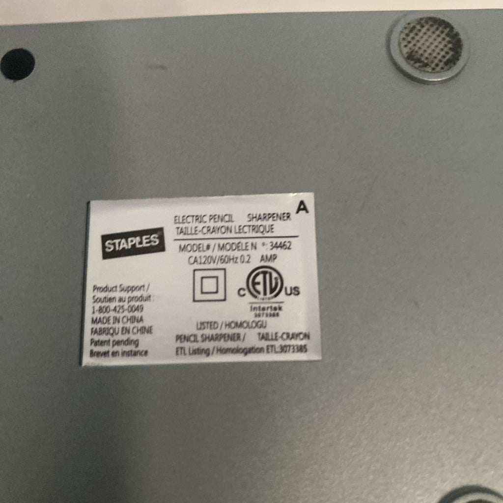 Electric Pencil Sharpener Staples Model 34462