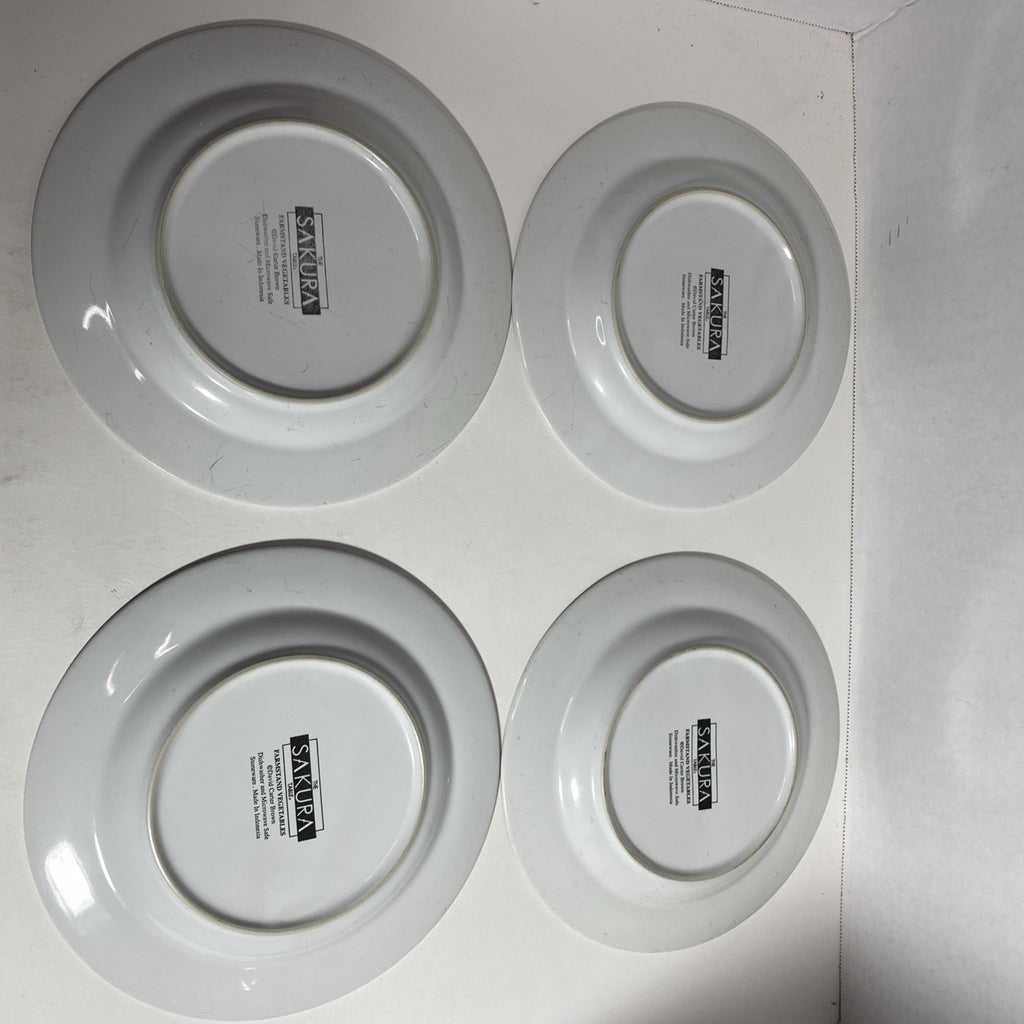 The Sakura Table Farmstand Vegetables Set of 4 Salad Plates Farmhouse 8.25"