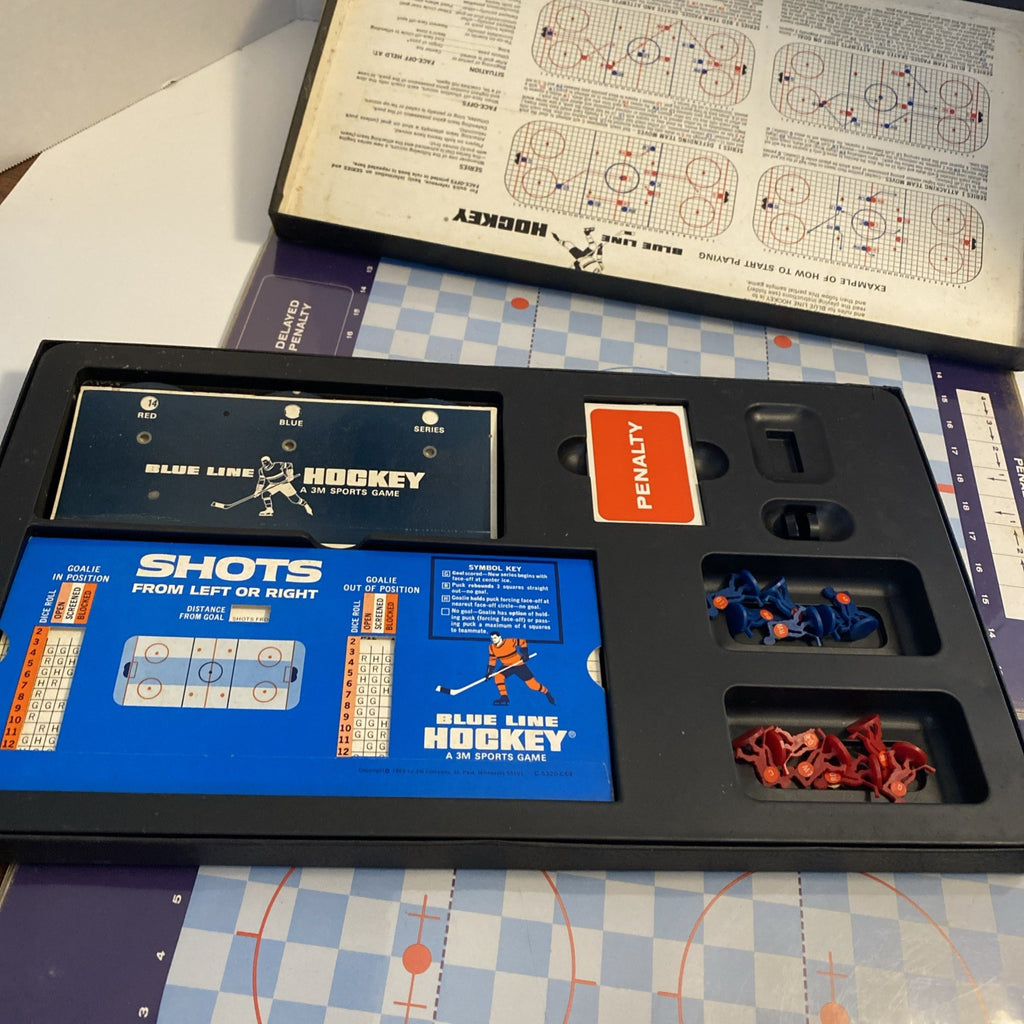 Vintage 1968 Blue Line Hockey Board Game 3M Sports Game Complete Vinyl Case