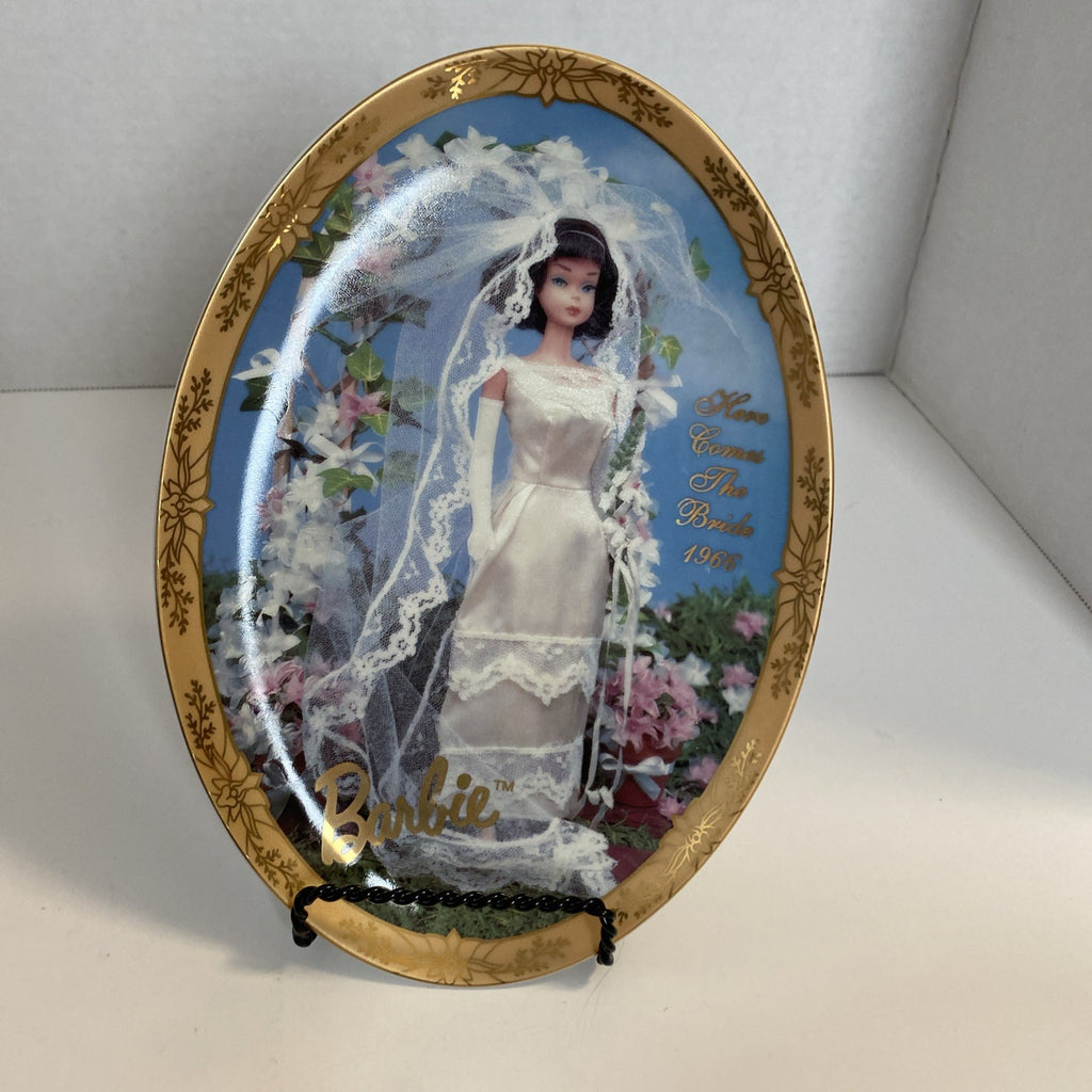 Enesco Barbie Collectors Plate Here Comes The Bride 1966 Limited Edition #11394
