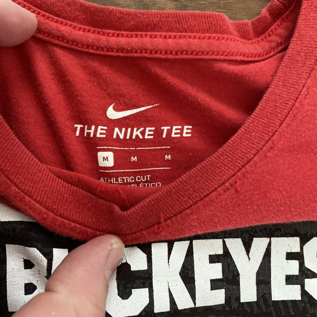 NIKE Tee Boys Red OSU Ohio State Buckeye Short Sleeve T Shirt Size M Just Do It