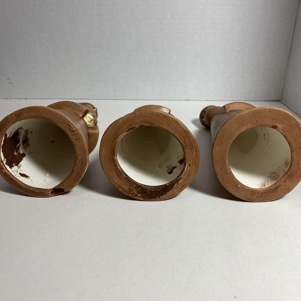 VTG 78 DUNCAN MOLD 3 KINGS WISEMEN NATIVITY BELL SHAPE CERAMIC GOLD HAND PAINTED