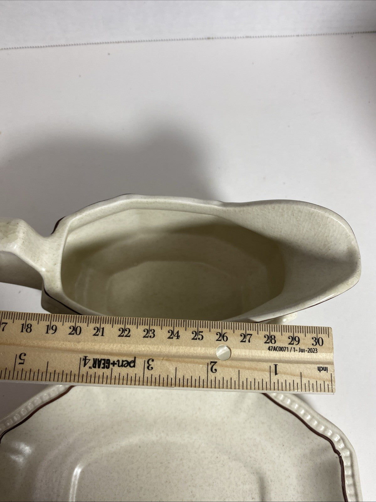 Vintage Kensington Staffordshire Ironstone~Gravy Boat w/ Underplate~"Canterbury"