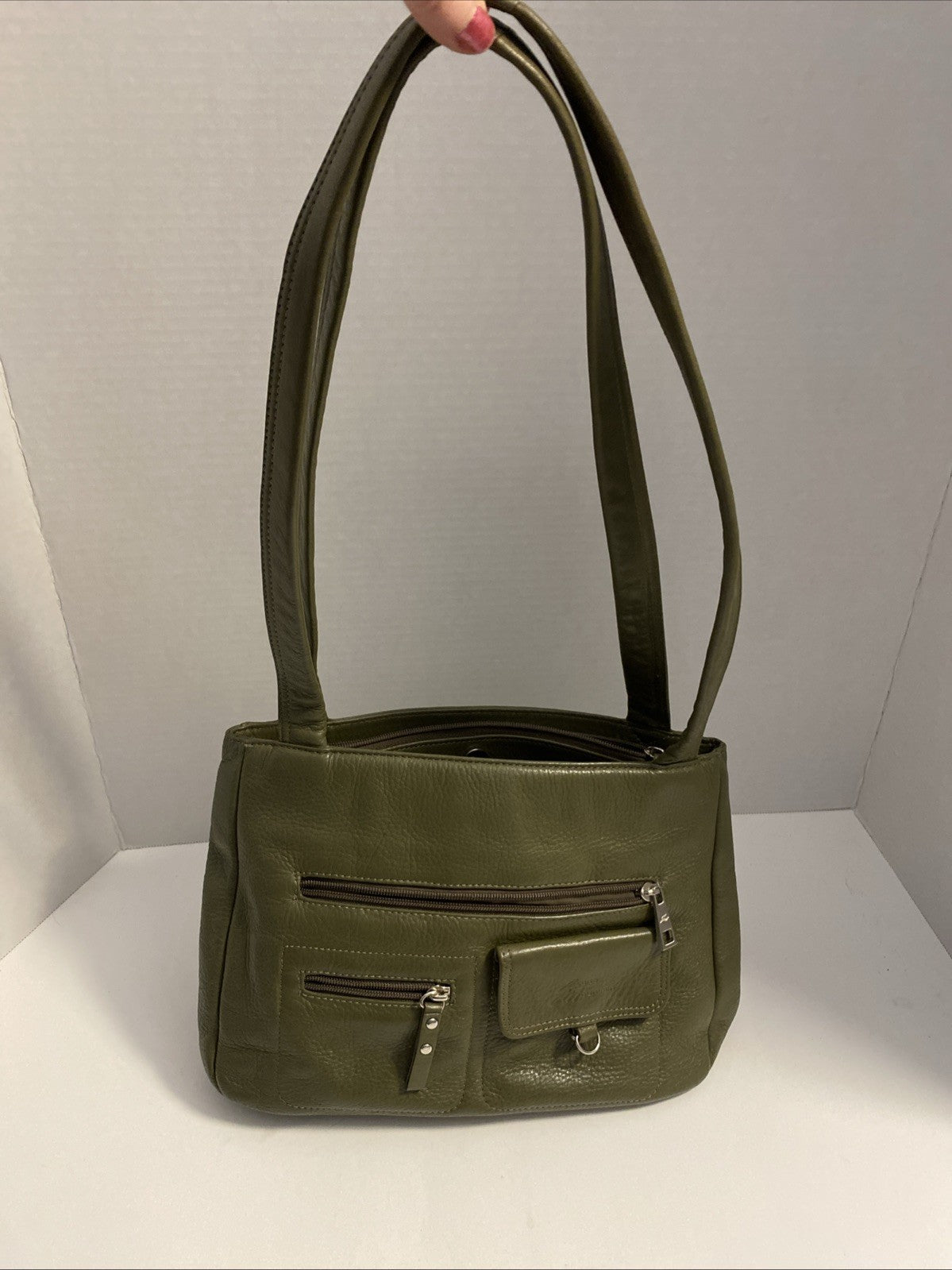 Stone Mountain Mini Green Pebbled Genuine Leather Handbag