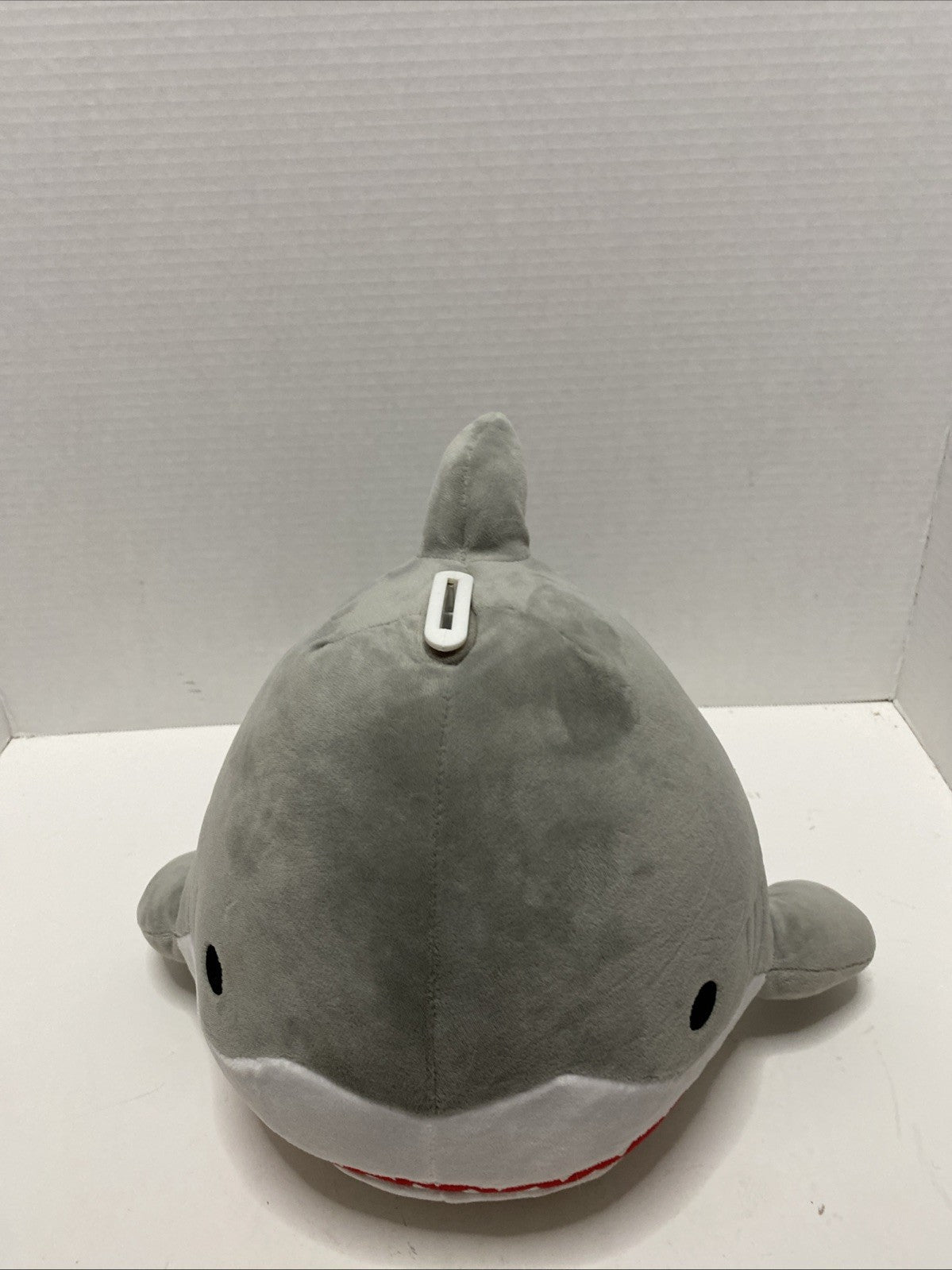 SHARK JUMBO PLUSH PIGGY BANK With Stopper Soft Gray Great Condition