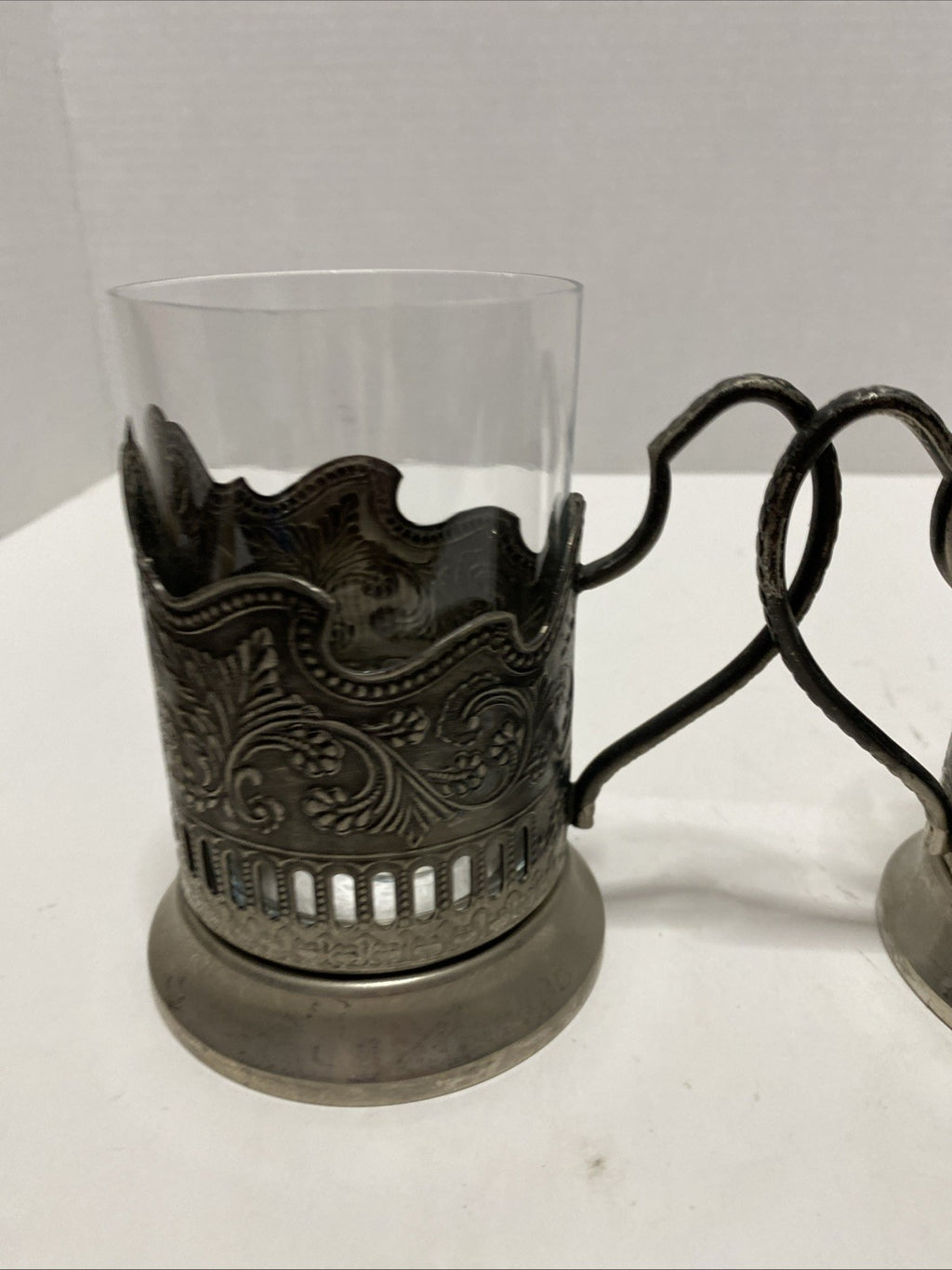 Tea Glass with Metal Holder, Fancy Filigree, Podstakannik, Hunt for Red October