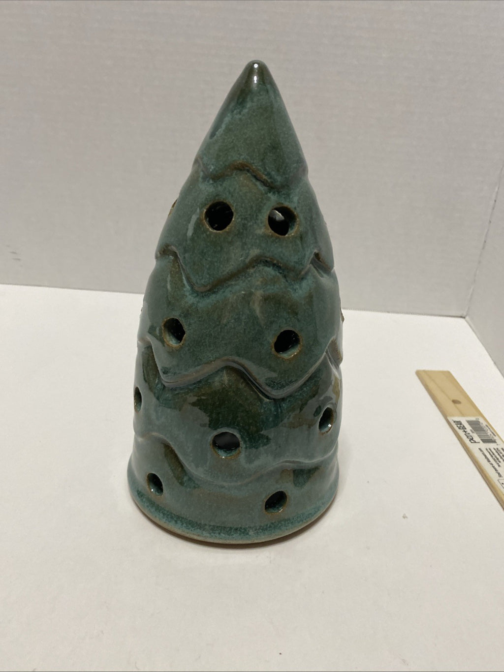 Pottery Whimsical Christmas Tree Lantern Candle Holder Decor Art Studio Pottery